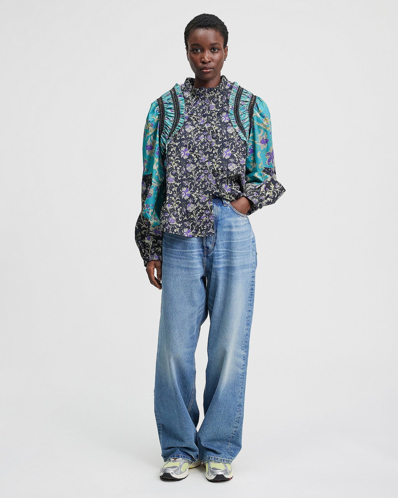 LA CHEMISE POM TURQUOISE NOIR | MES DEMOISELLES PARIS - Image 1