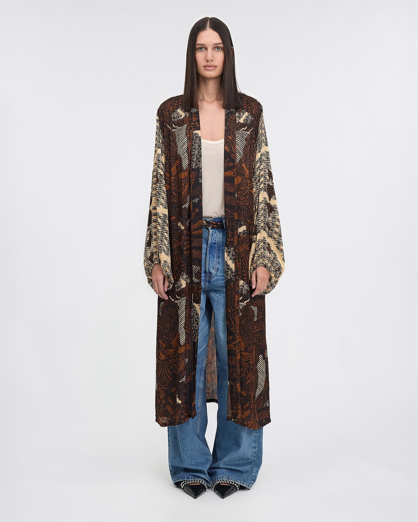 LE KIMONO ANTHRA IMPRIMÉ MARRON | MES DEMOISELLES PARIS