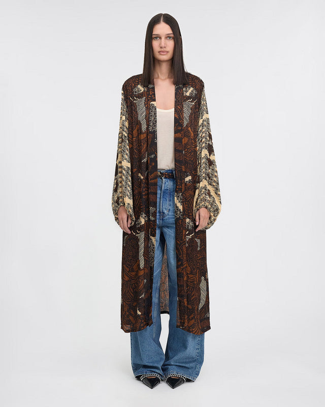 LE KIMONO ANTHRA IMPRIMÉ MARRON | MES DEMOISELLES PARIS - Image 1