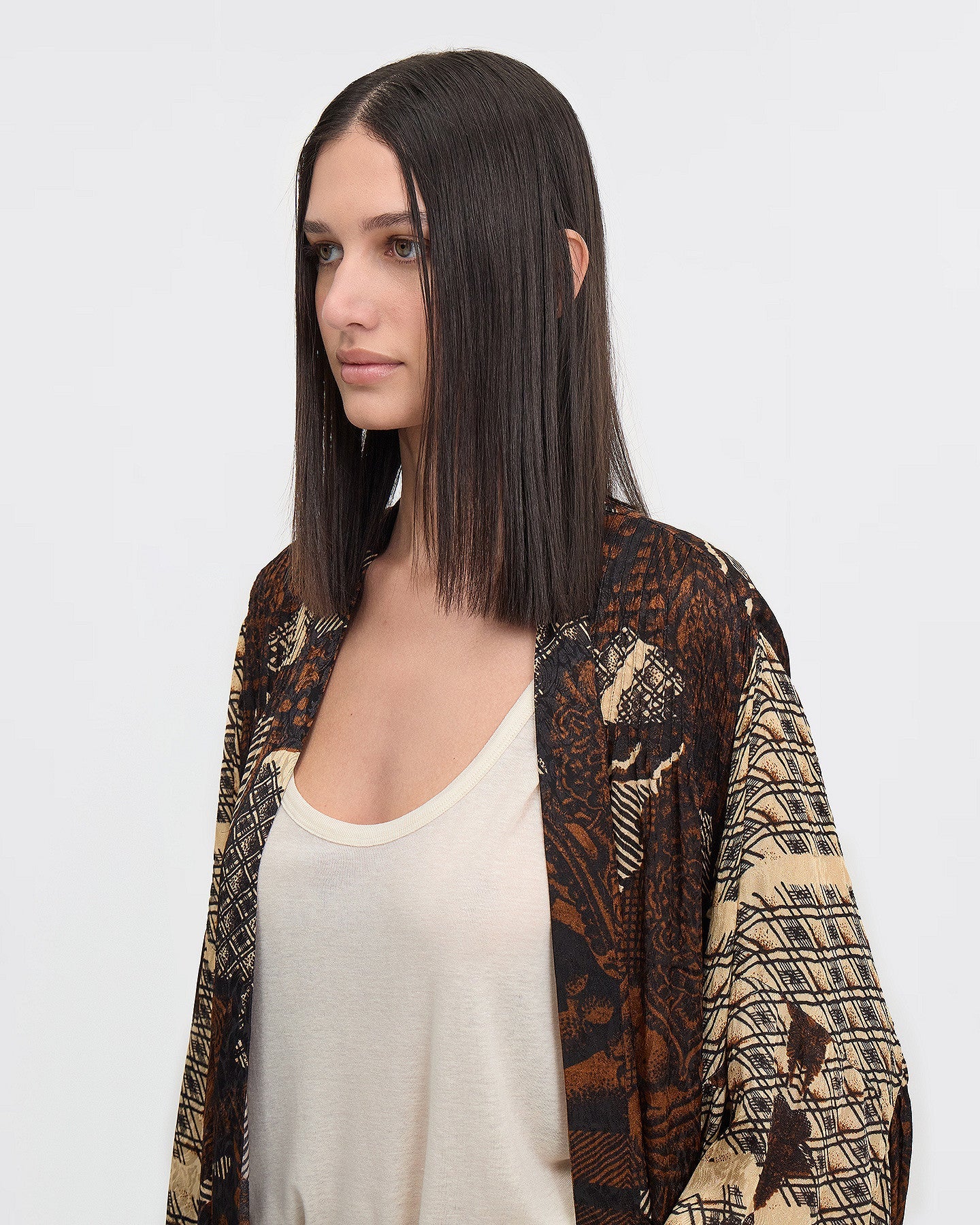 LE KIMONO ANTHRA IMPRIMÉ MARRON | MES DEMOISELLES PARIS