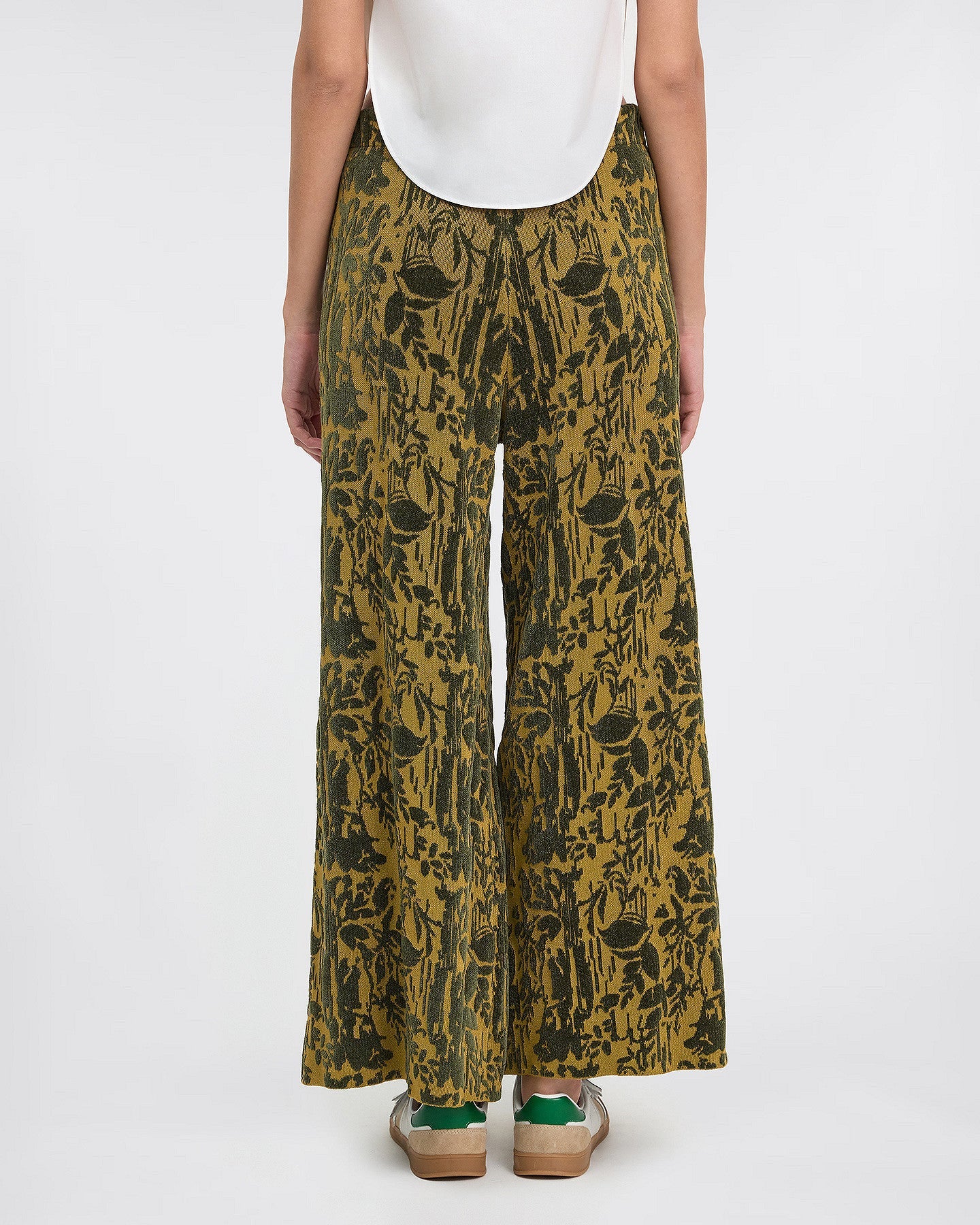 Pantalon Bandi - Kaki : Pantalon en jacquard de velours kaki Mes Demoiselles