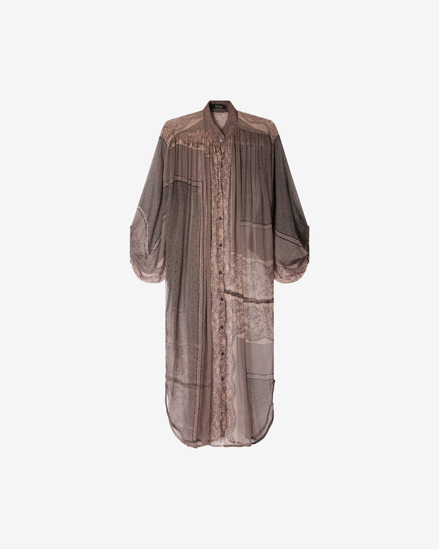 Chemise Willy - Rose : Longue chemise en viscose et impression dentelle rose Mes Demoiselles - Dernière image
