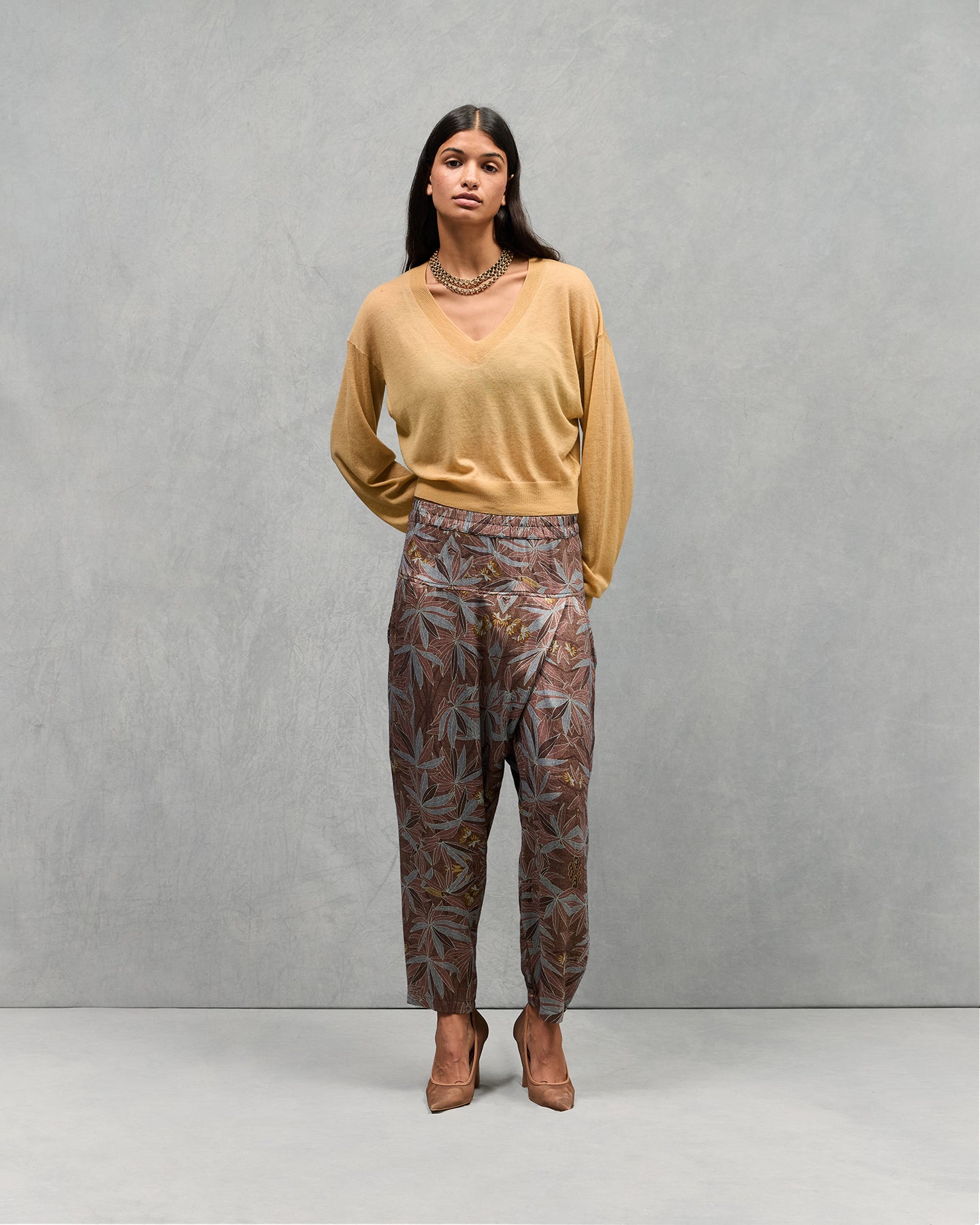 Pantalon à fleurs Charlize - Marron