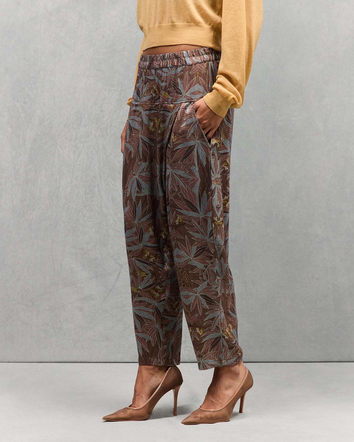 Pantalon à fleurs Charlize - Marron