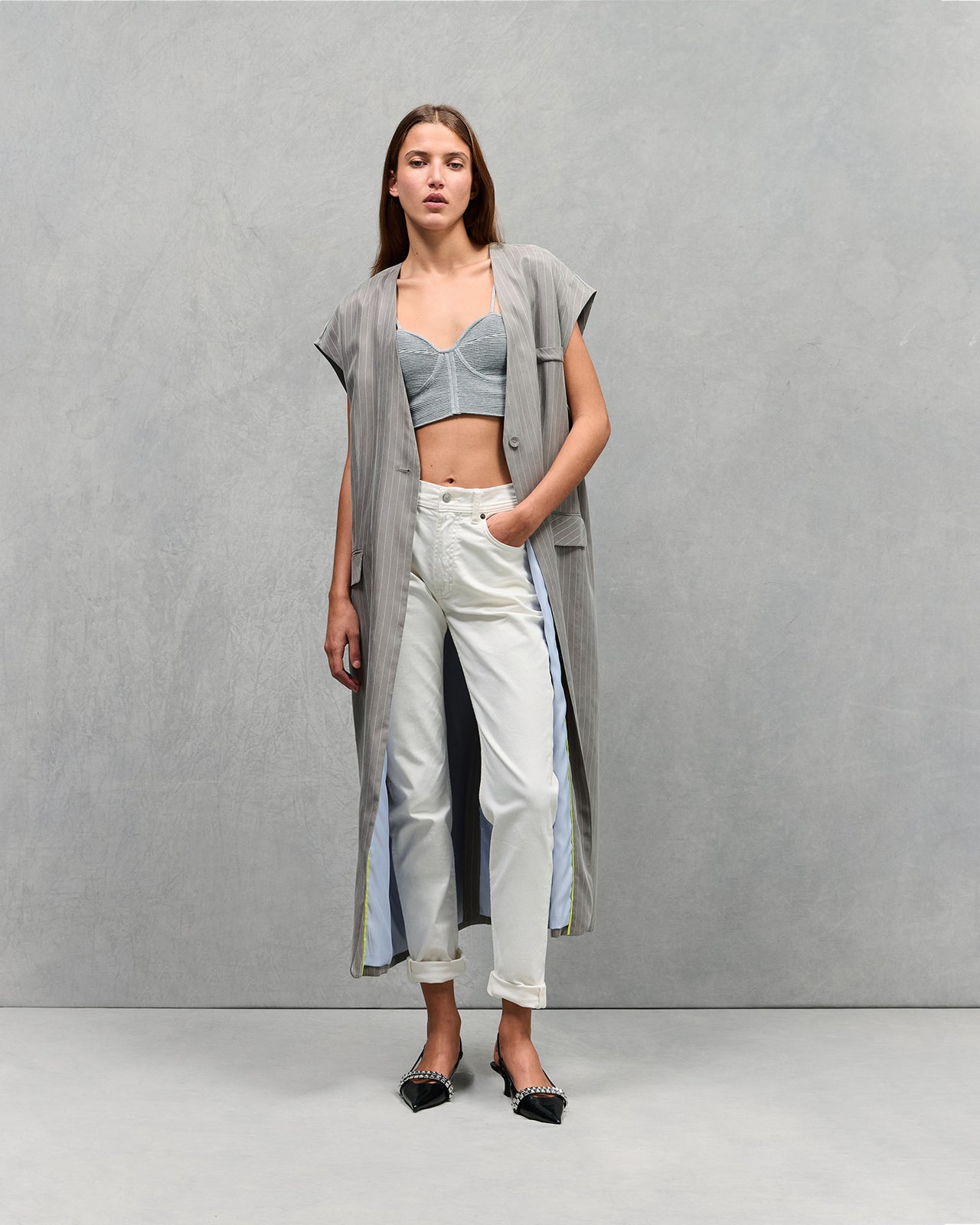 Top en maille Blond - Gris - Image 1