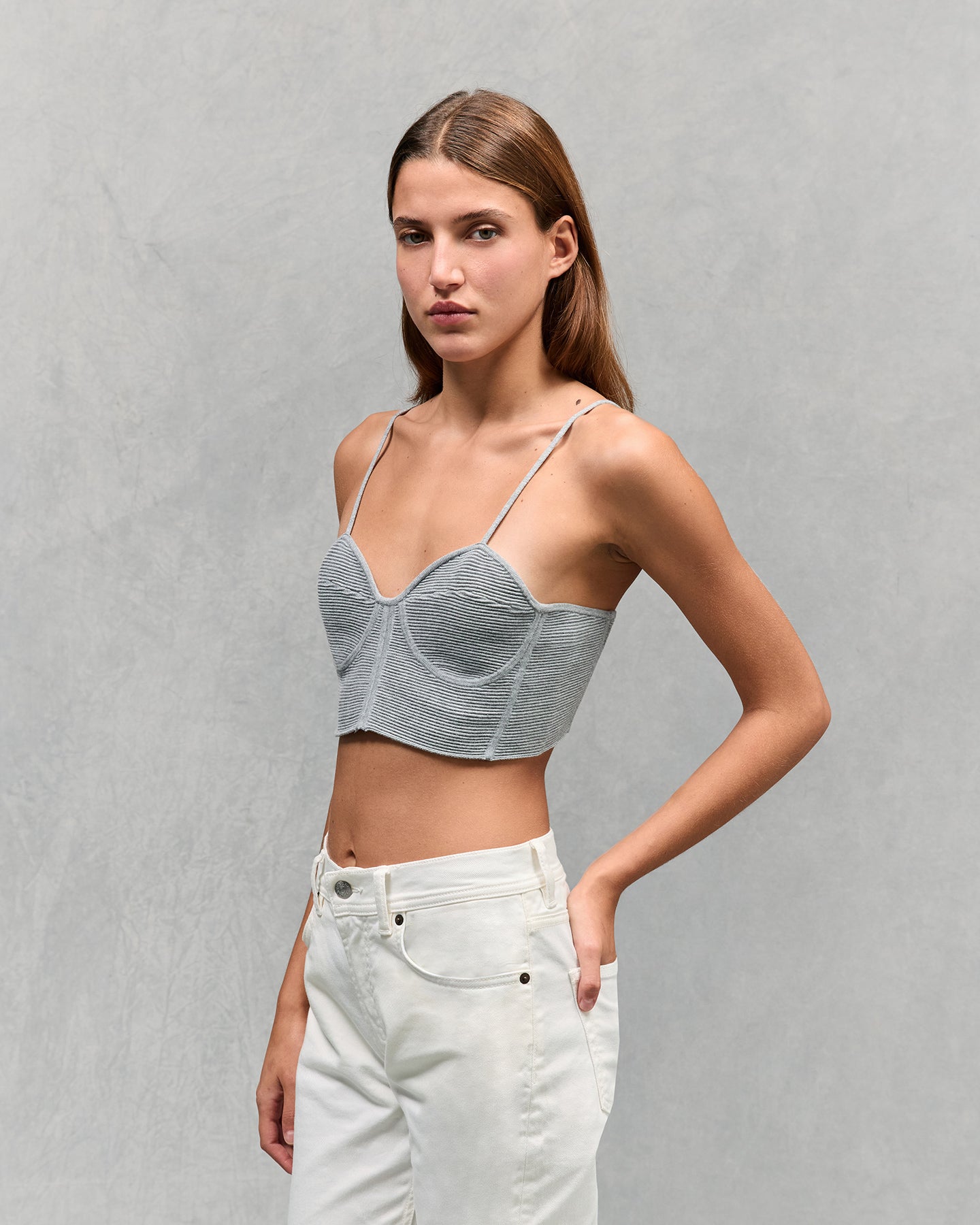 Top en maille Blond - Gris