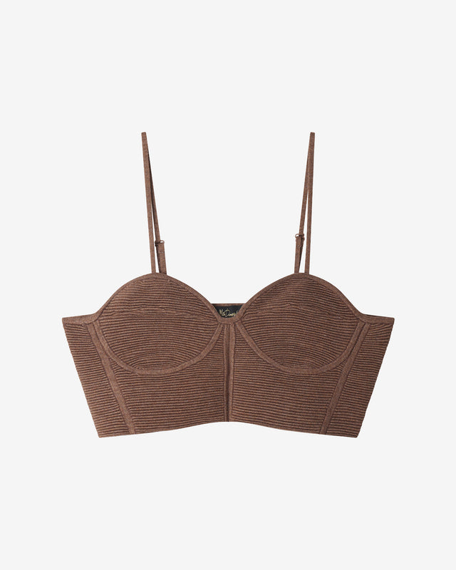 Top Blond - Taupe : Brassière en maille stretch taupe Mes Demoiselles - Dernière image