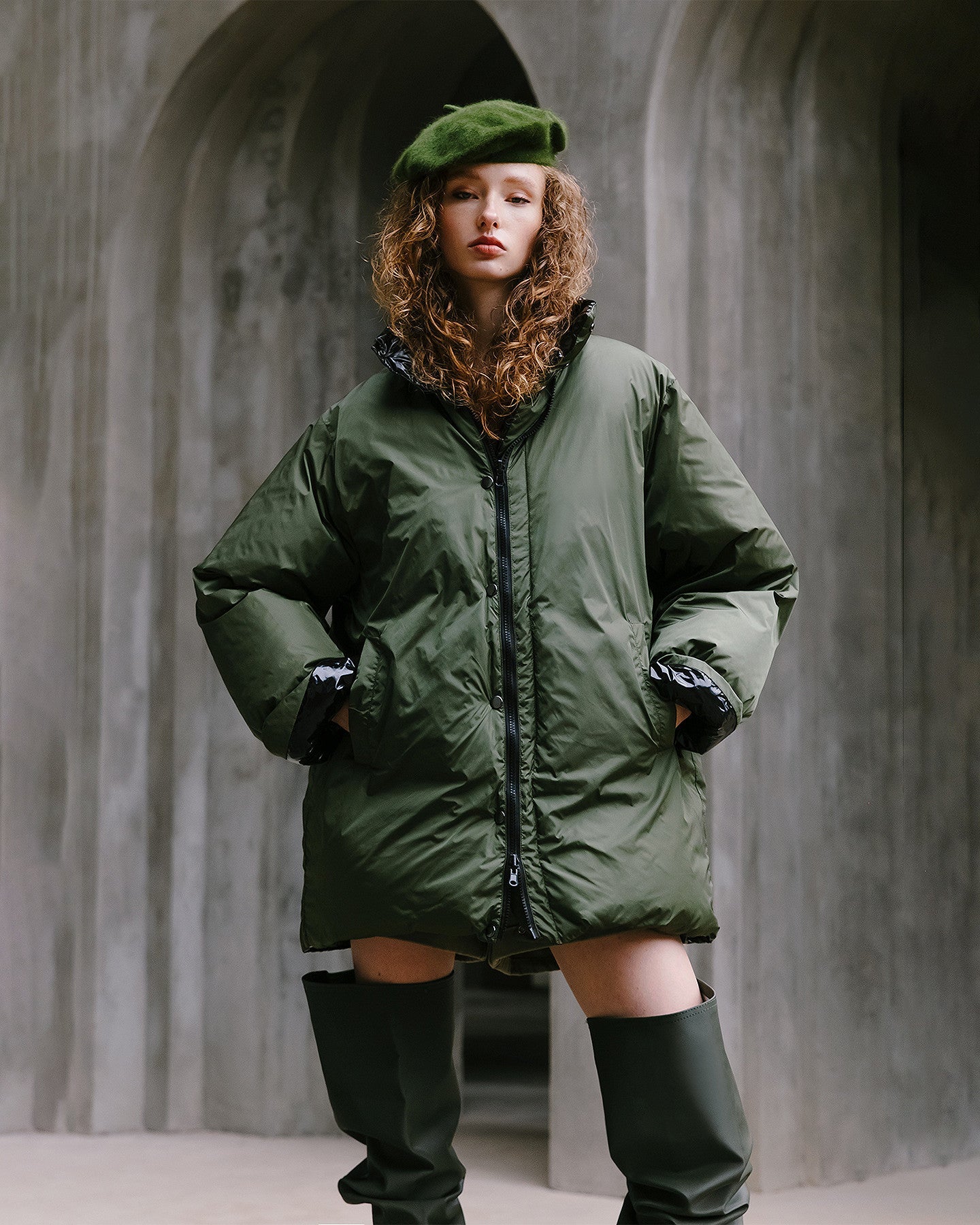 Manteau Willy  Noir / Kaki | Mes Demoiselles Paris