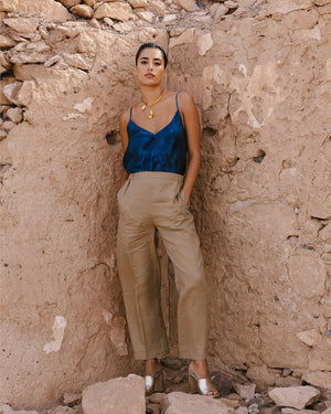 Pantalon droit en chanvre, taille élastique, clous multicolores - Pantalons & combinaisons Mes Demoiselles