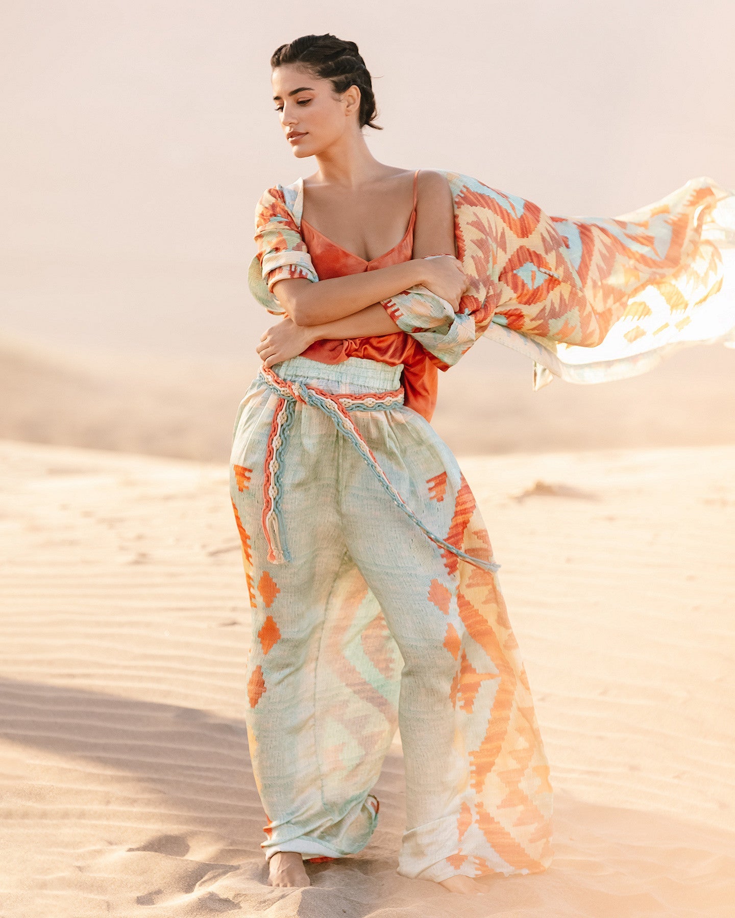 Pantalon Terene  Bleu / Orange | Mes Demoiselles Paris