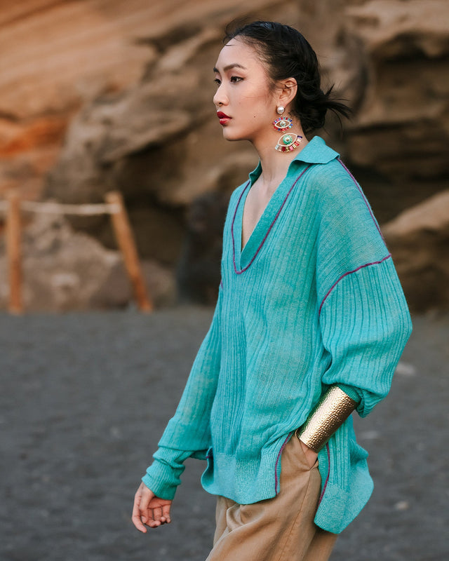 Pull Takuya  Turquoise | Mes Demoiselles Paris - Image 3
