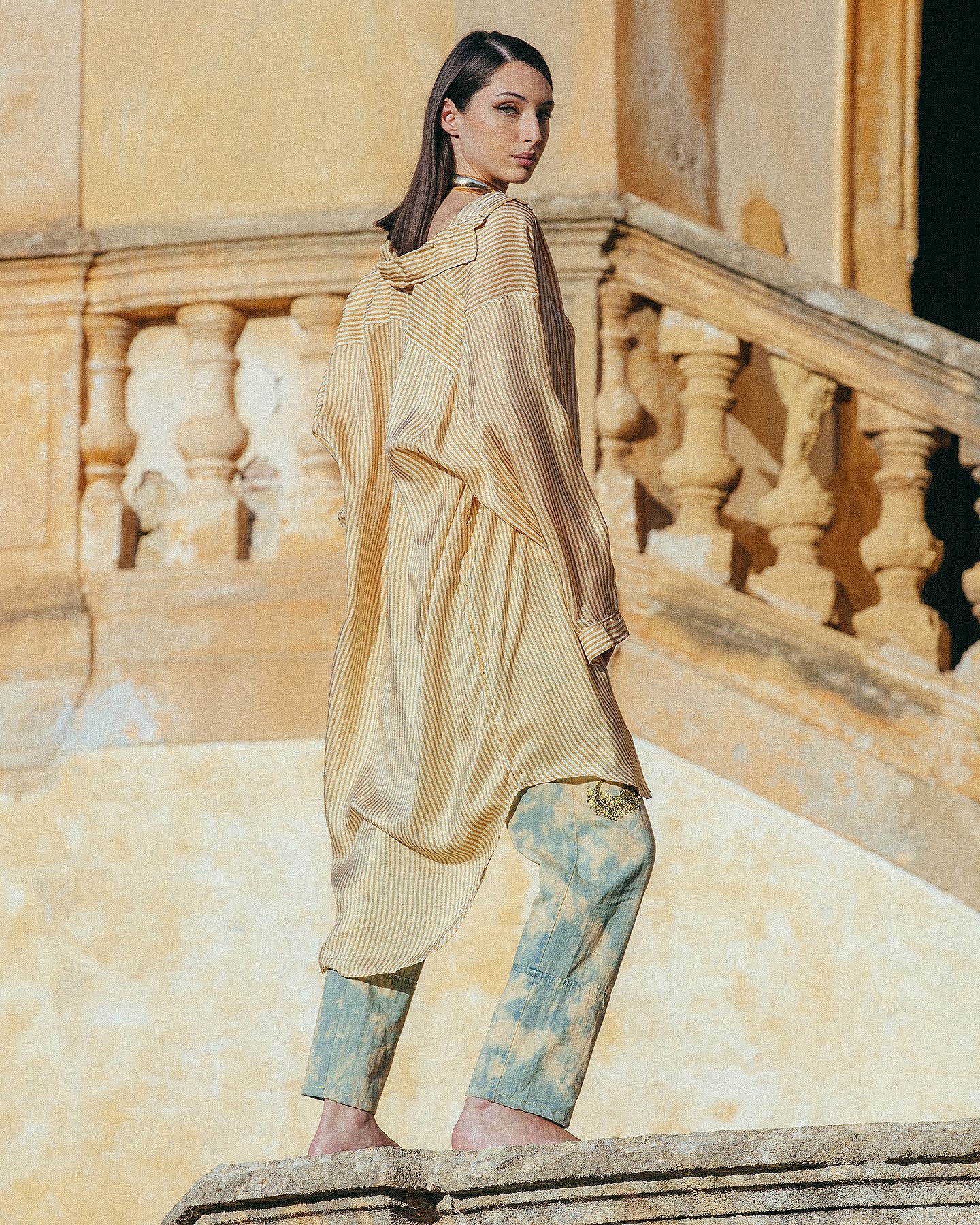 Robe Hiva  Caramel / Ecru | Mes Demoiselles Paris