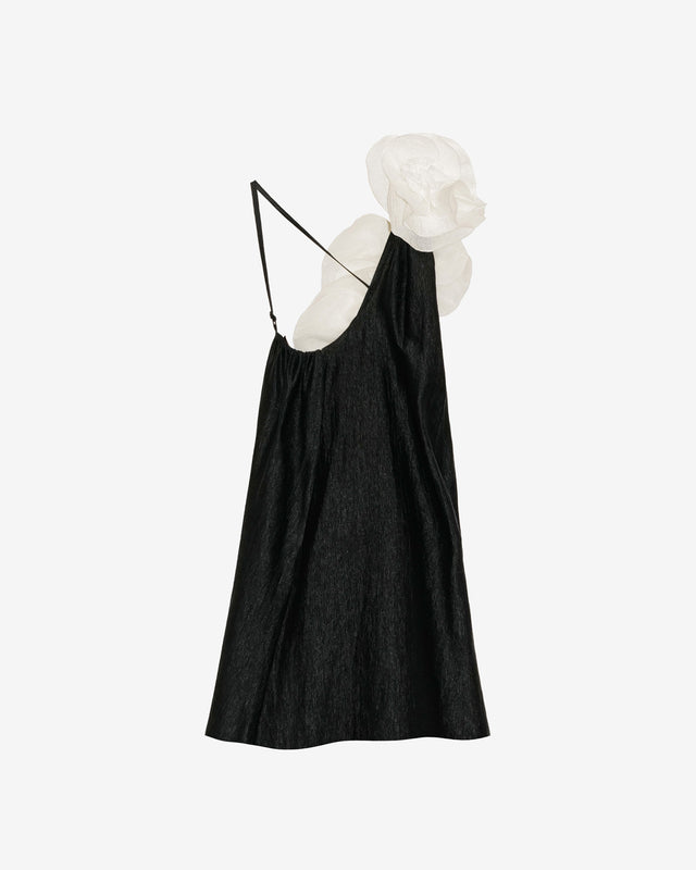 Robe Poesie - Noir : Robe courte de soirée noire et fleur blanche Mes Demoiselles - Image 1