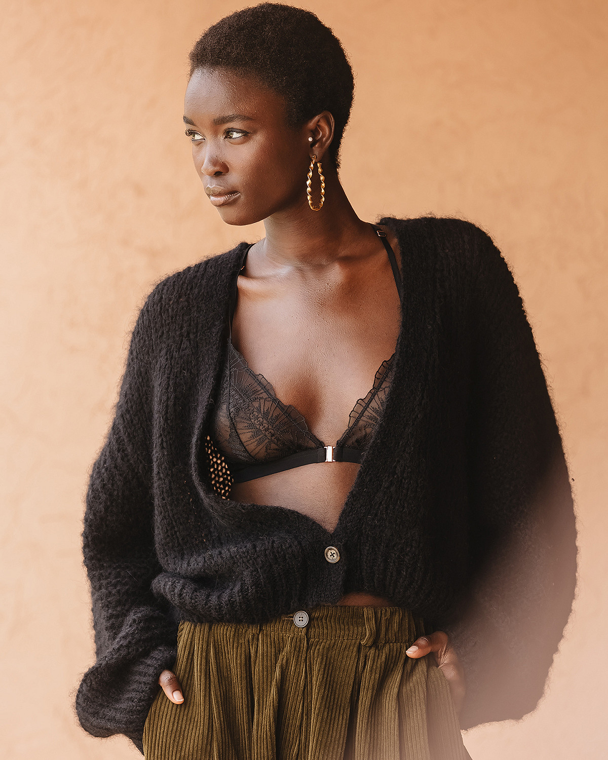 Black shop knitted cardigan